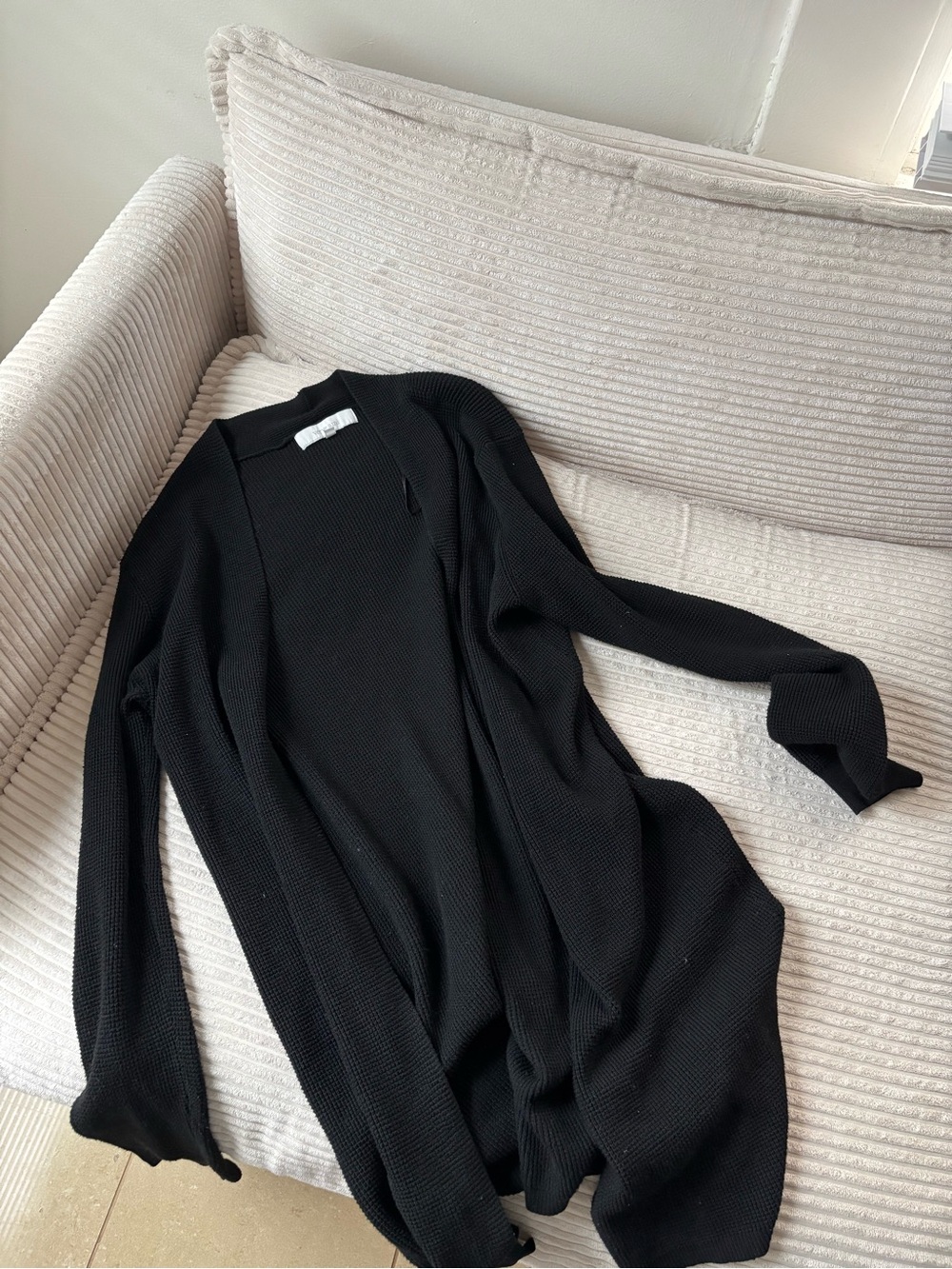 Verve Ami Black Ribbed Open-Front Cardigan